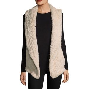 June Rabbit Fur Vest Beige L